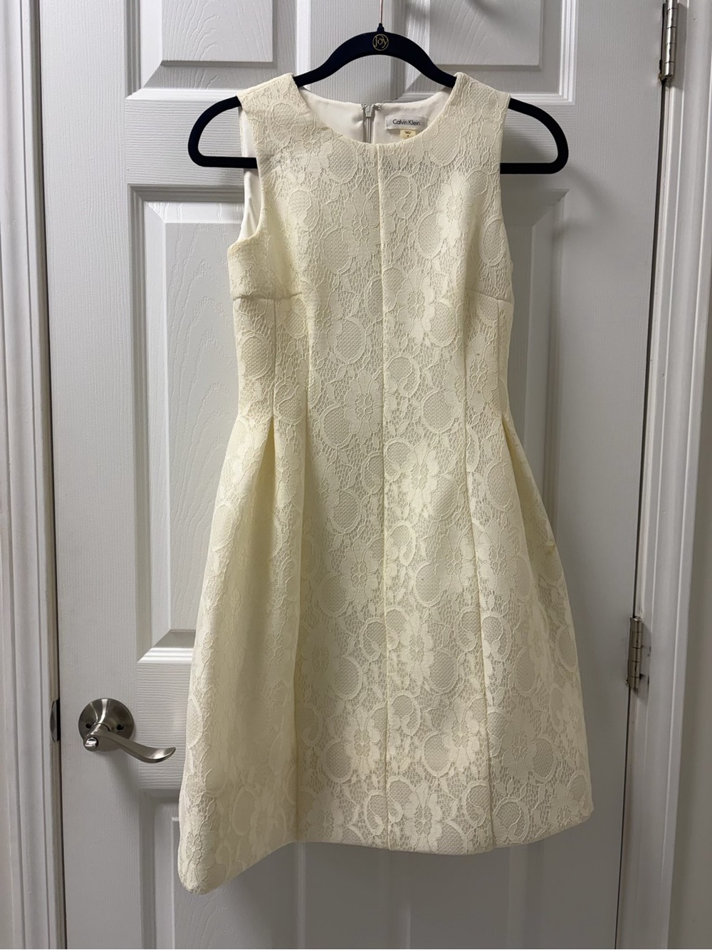 Calvin Klein Cream Lace Fit-and-Flare Dress size 4